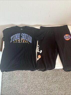 Kids Black Tune Squad Sweatpants - Space Jam Graphic Joggers